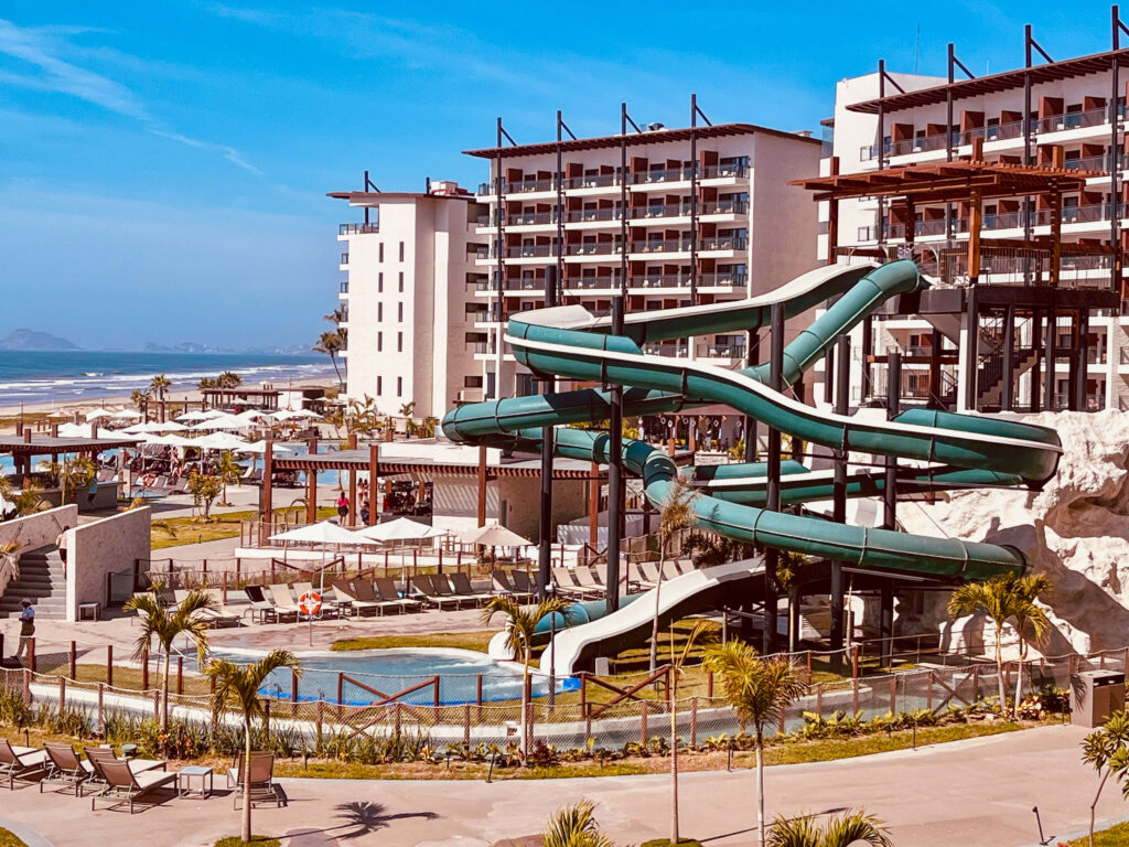 the lazy river and waterslide at Dreams Estrella Del Mar in Mazatlan 