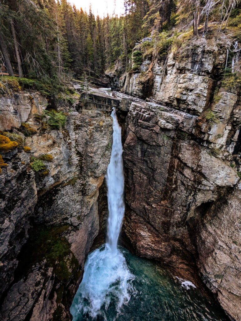 Upper Falls of a scenic hike in Banff National Park 